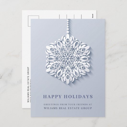 Modern Snowflake kerst Corporate Greeting Feestdagenkaart (Voorkant / Achterkant)