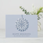 Modern Snowflake kerst Corporate Greeting Feestdagenkaart (Staand voorkant)