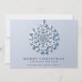Modern Snowflake kerst Corporate Greeting Feestdagenkaart (Voorkant)