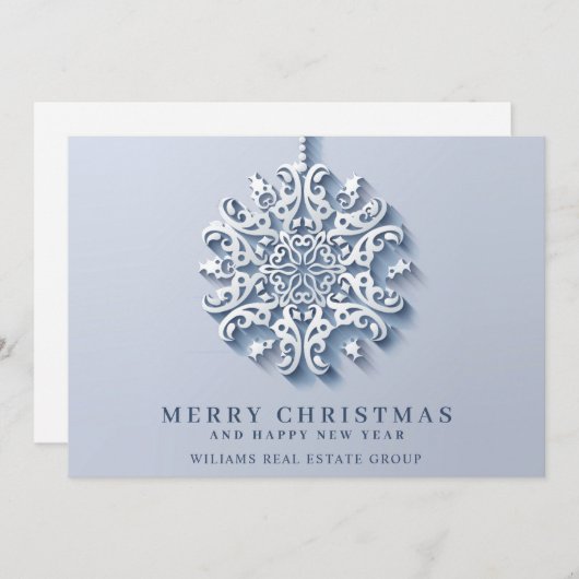 Modern Snowflake kerst Corporate Greeting Feestdagenkaart (Voorkant / Achterkant)