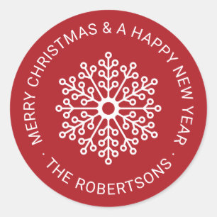 Modern Snowflake kerstcadeau Label Ronde Stickers