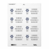 Modern Snowflake Merry Kerstblauw Etiket (Full Sheet)