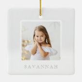 Modern Snowflake Monogram Drie Foto Collage Keramisch Ornament (Achterkant)