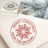 Modern snowflake name greeting Merry Christmas Rubberstempel
