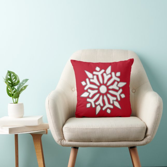 Modern Snowflake op rood Kussen (Stoel)