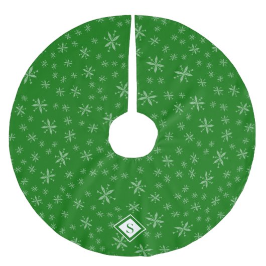 Modern Snowflake Pattern Monogram Groene Kerstmis Kerstboom Rok (Voorkant)