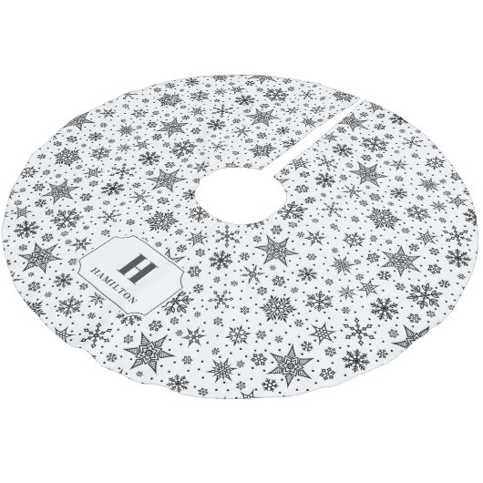 Modern Snowflake Pattern Monogram Kerstboom Rok (Gekanteld)