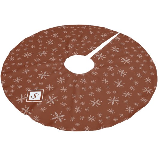 Modern Snowflake Pattern Monogrammed Red Kerstmis Kerstboom Rok (Gekanteld)