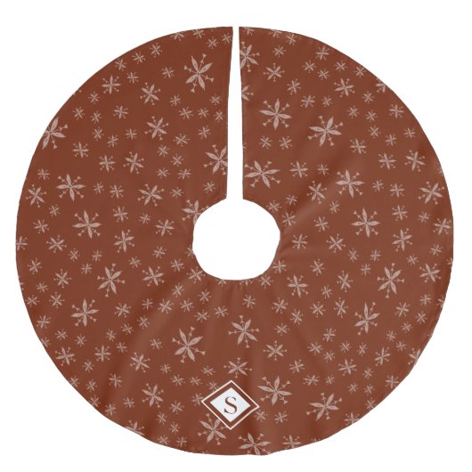 Modern Snowflake Pattern Monogrammed Red Kerstmis Kerstboom Rok (Voorkant)