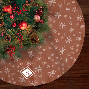 Modern Snowflake Pattern Monogrammed Red Kerstmis Kerstboom Rok
