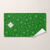 Modern Snowflake Pattern on Green Monogramed Bad Handdoek (Handdoek)