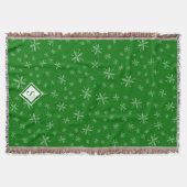 Modern Snowflake Pattern on Green Monogramed Deken (Voorkant)