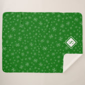 Modern Snowflake Pattern on Green Monogramed Sherpa Deken (Voorkant (horizontaal))