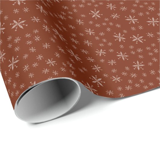 Modern Snowflake Pattern op Red Kerstmis Cadeaupapier (Rol Hoek)