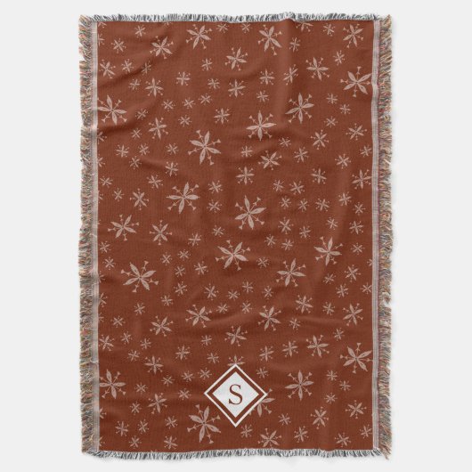 Modern Snowflake Pattern op Red Monogrammed Deken (Voorkant Verticaal)