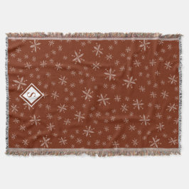 Modern Snowflake Pattern op Red Monogrammed Deken
