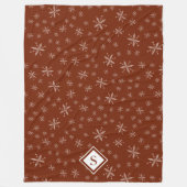 Modern Snowflake Pattern op Red Monogrammed Fleece Deken (Voorkant)