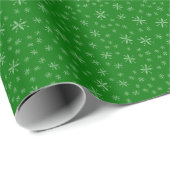 Modern Snowflake Pattern over Groene Kerstmis Cadeaupapier (Rol Hoek)