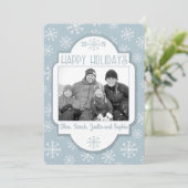 Modern Snowflake Prettige feestdagen Foto Feestdagenkaart (Staand voorkant)