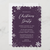 Modern Snowflake Purple Christmas Party Kaart (Voorkant)