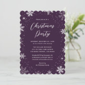 Modern Snowflake Purple Christmas Party Kaart (Staand voorkant)