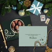 Modern Snowflake Real Foil Holiday Photo Card Folie Uitnodiging