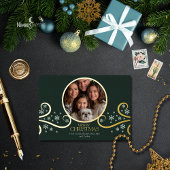 Modern Snowflake Real Foil Holiday Photo Card Folie Uitnodiging