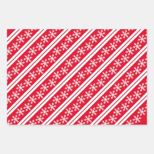 Modern Snowflake Red en White voegen Monogram toe Inpakpapier Vel (Voorkant 3)