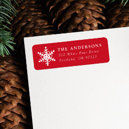 Modern Snowflake Red Holiday Return-adres Etiket