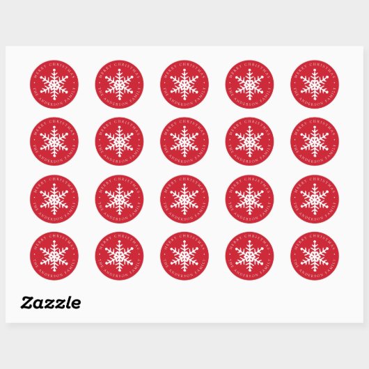 Modern Snowflake Red Holiday Sticker (Vel)