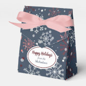 Modern Snowflake Stars Confetti Navy Blue Holiday Bedankdoosjes (Voorkant Zijde)
