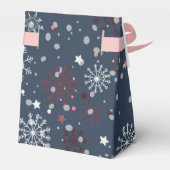 Modern Snowflake Stars Confetti Navy Blue Holiday Bedankdoosjes (Achterkant)