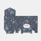 Modern Snowflake Stars Confetti Navy Blue Holiday Bedankdoosjes (Uitgevouwen)