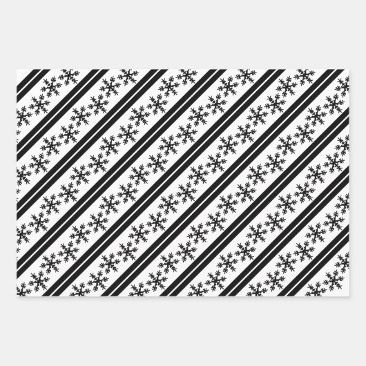 Modern Snowflake voegt Monogram zwart en wit toe Inpakpapier Vel (Voorkant 3)