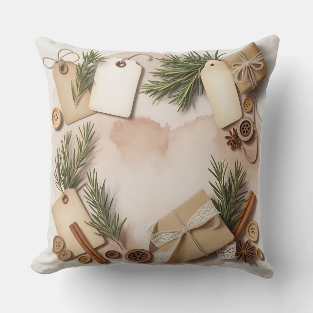 Modern Snowflake Winter Pillow – Neutral Kussen (Voorkant)