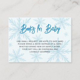 Modern Snowflakes Boy Baby Shower Book Request Informatiekaartje