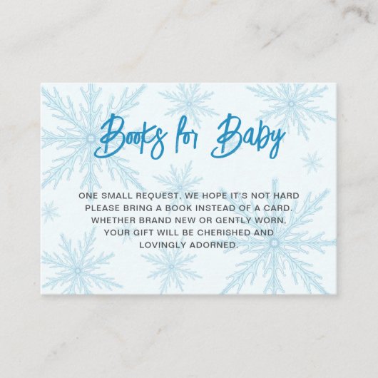 Modern Snowflakes Boy Baby Shower Book Request Informatiekaartje (Voorkant)
