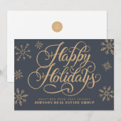 Modern Snowflakes Elegant Typografie Feestdagenkaart (Voorkant / Achterkant)