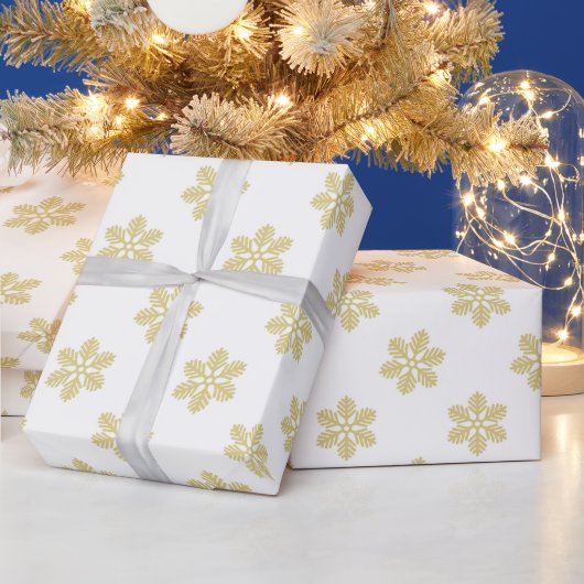 Modern Snowflakes | Goud en wit Cadeaupapier (Feestdagen)