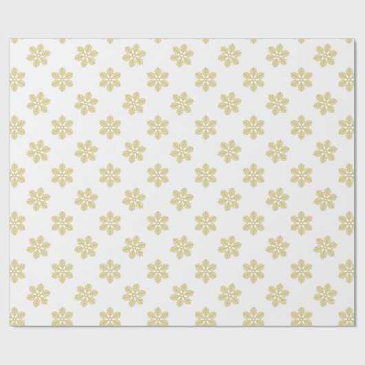 Modern Snowflakes | Goud en wit Cadeaupapier (Vlak)