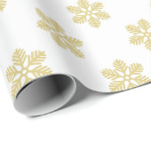 Modern Snowflakes | Goud en wit Cadeaupapier (Rol Hoek)