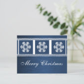 Modern Snowflakes Holiday Briefkaart, Royal Blue Feestdagenkaart (Staand voorkant)