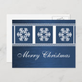 Modern Snowflakes Holiday Briefkaart, Royal Blue Feestdagenkaart (Voorkant / Achterkant)