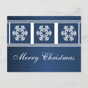 Modern Snowflakes Holiday Briefkaart, Royal Blue Feestdagenkaart