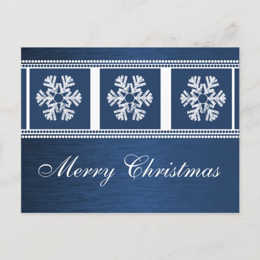 Modern Snowflakes Holiday Briefkaart, Royal Blue Feestdagenkaart (Voorkant)