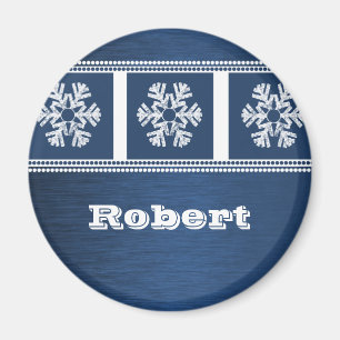 Modern Snowflakes Holiday Magnet, Royal Blue Magneet