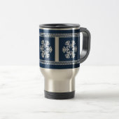 Modern Snowflakes Holiday Mok, Royal Blue Reisbeker (Voorkant rechts)