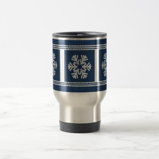 Modern Snowflakes Holiday Mok, Royal Blue Reisbeker (Center)