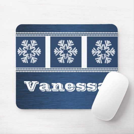 Modern Snowflakes Holiday Mousepad, Royal Blue Muismat (Met muis)