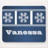 Modern Snowflakes Holiday Mousepad, Royal Blue Muismat (Voorkant)